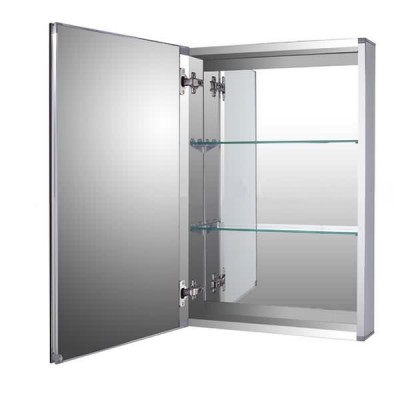 Norhs cosmetic stainless steel led illuminated bathroom mirror cabinet with glass shelf inside for bathroom vanity