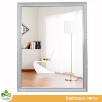 Norhs quality western simplify designer bevelled silver lines modern white framed mirror for home decoration bedroom walls