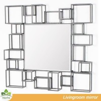 Norhs square cast iron framed garden metal wall mirror for living room decoration