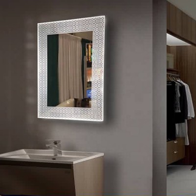 Norhs contemporary luxury square frameless glass bathroom vanity led lighted illuminated wall mirror design for home decor