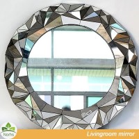 Norhs large circle crafted 3D glass mirror frame for mosaic mirror wall decor luxury bathroom design