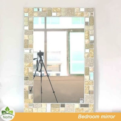 Norhs designer handmade framed square decorative art large mosaic wall mirror for bathroom vanity