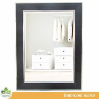 Norhs large ornamental contemporary rectangle luxury bathroom black leather framed mirror for wall decor